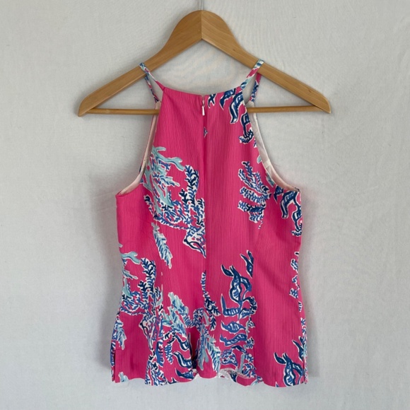 LILLY PULITZER Size 2 Annabell Halter Top in Capri Pink 100% Cotton Lined - Picture 3 of 7